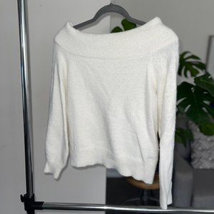 White Off the Shoulder Sweater